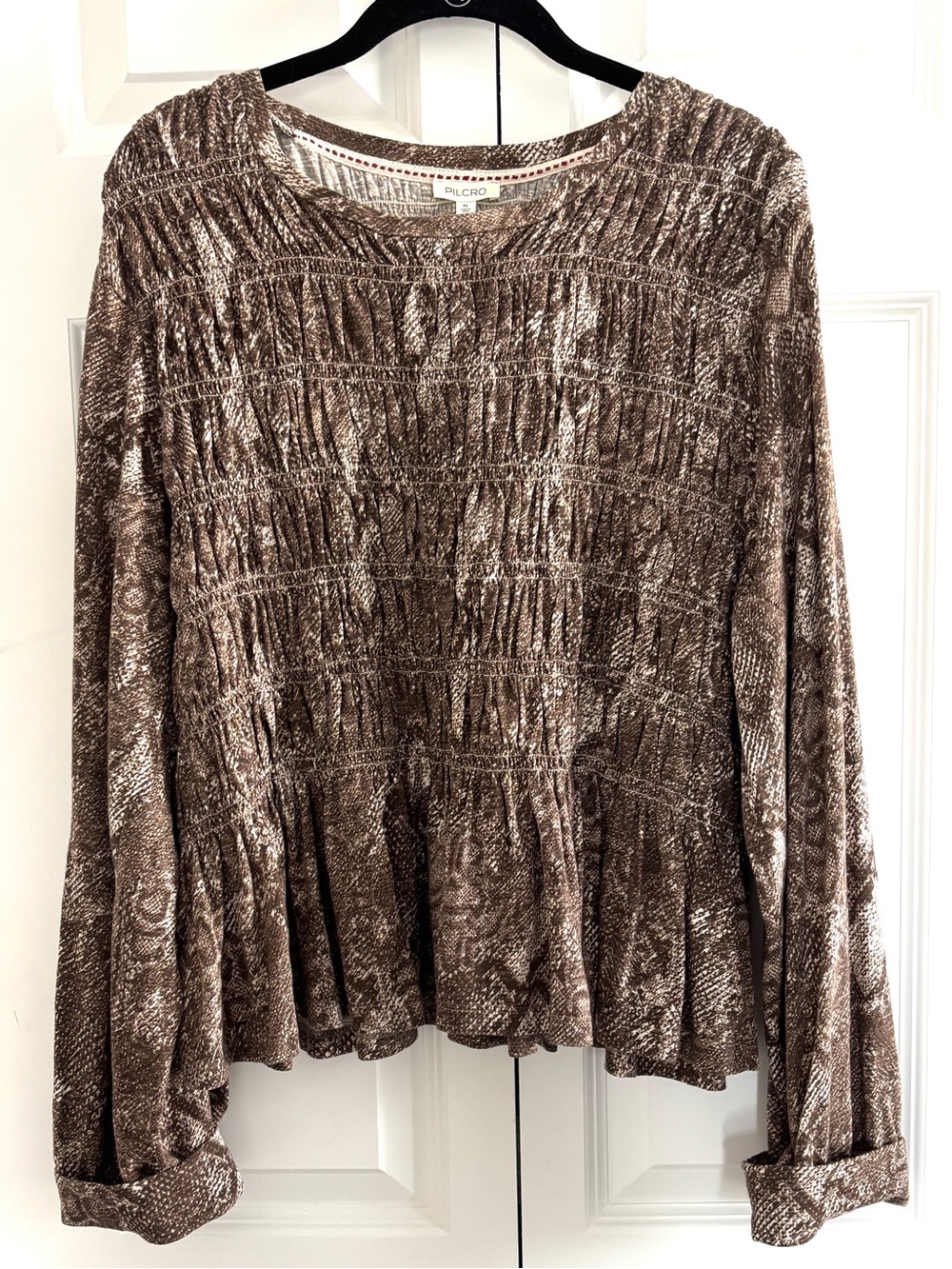 Anthropologie Pilcro Long-Sleeve Smocked Top - Size XL - Picture 4 of 6